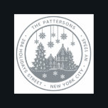 Christmas Tree Winter Home Personal Return Address Self-inking Stamp<br><div class="desc">Christmas Tree Winter Home Personal Return Address Self Inking Stamp features the your custom name and return address in modern script surrounding a home with Christmas trees and snowflakes. Perfect for Christmas cards, holiday cards, Christmas party invitations and holiday parties or in the office for products or mail. Designed by...</div>