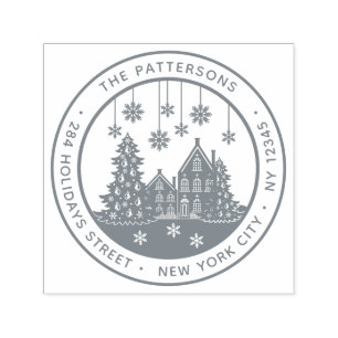 Christmas Tree Winter Home Personal Return Address Self-inking Stamp