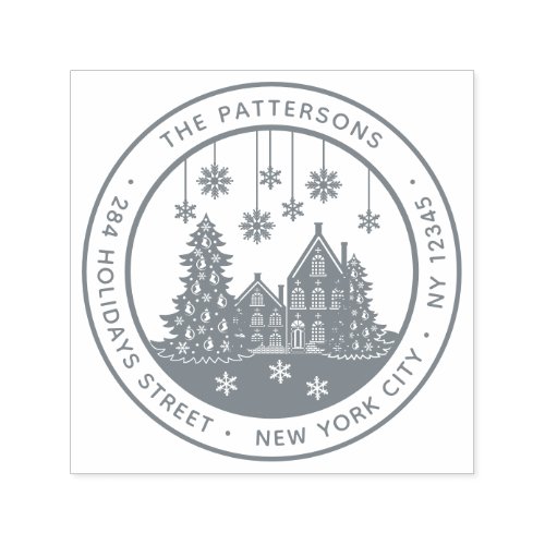 Christmas Tree Winter Home Personal Return Address Self_inking Stamp