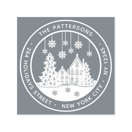 Christmas Tree Winter Home Personal Return Address Self_inking Stamp