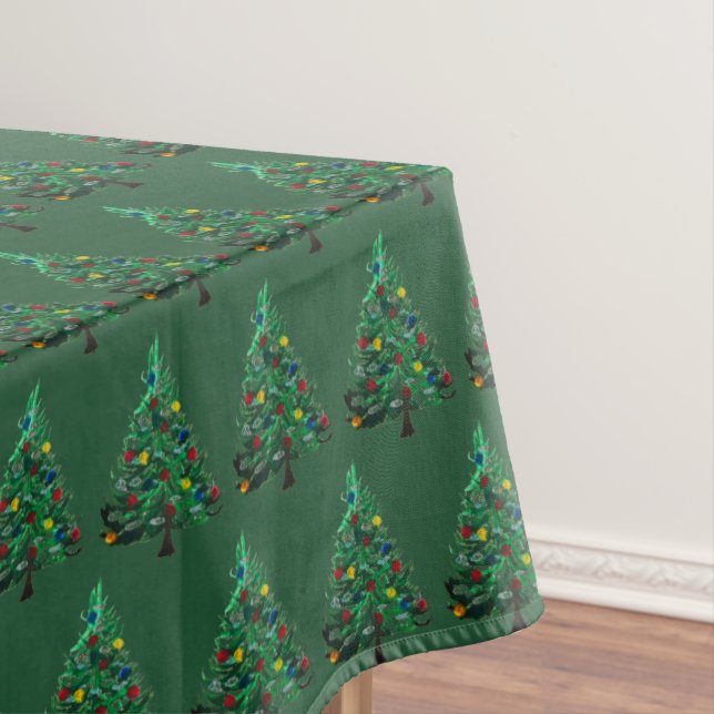 Christmas tree Winter Minimal Watercolor Elegant  Tablecloth (In Situ)