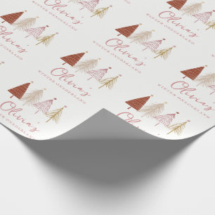 Christmas Tree Winter Onderland Girl 1st Birthday  Wrapping Paper