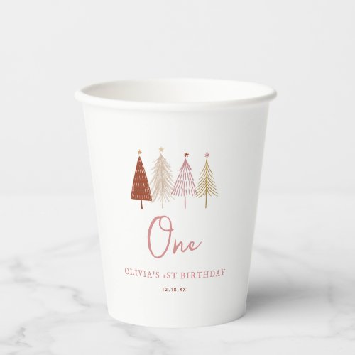 Christmas Tree Winter Onederland Birthday Paper Cups