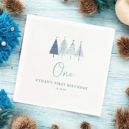 Christmas Tree Winter Onederland Boy 1st Birthda Napkins