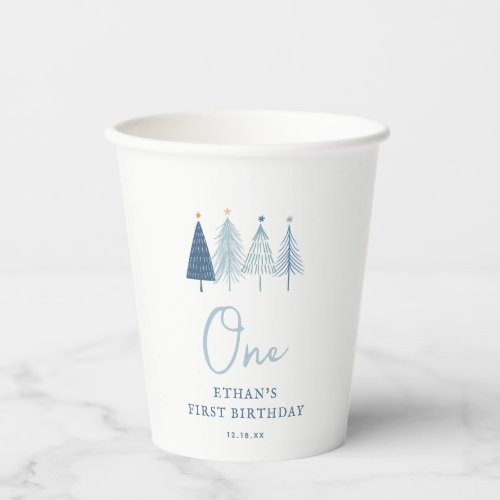 Christmas Tree Winter Onederland Boy 1st Birthda Paper Cups