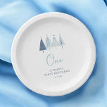 Christmas Tree Winter Onederland Boy 1st Birthda Paper Plates<br><div class="desc">Christmas Tree Winter Onederland Boy 1st Birthday Napkins
Pink christmas trees theme is perfect for minimal and modern birthday party! Choose our pastel blush rainbow design for your kids 1st birthday party.</div>