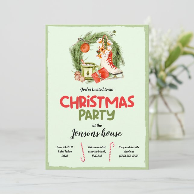 Christmas Tree Winter Party Invitation (Standing Front)