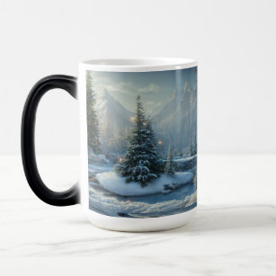 Christmas tree winter scene magic mug