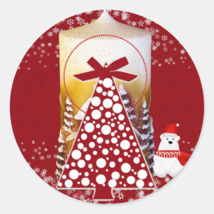 Christmas Tree Winter Snowflakes Kid Party Crafts Classic Round Sticker
