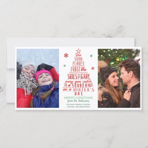 Christmas Tree Winter Snowflakes Poem Family Photo Holiday Card