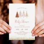 Christmas Tree Winter Wonderland Girl Baby Shower Invitation<br><div class="desc">Christmas Tree Winter Wonderland Girl Baby Shower Invitations
Pink christmas trees theme is perfect for minimal and modern birthday party! Choose our pastel blush rainbow design for your kids 1st birthday party.</div>