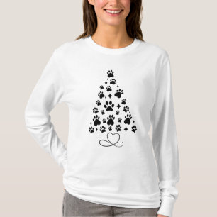Christmas Tree with Adorable Paw Print T-Shirt