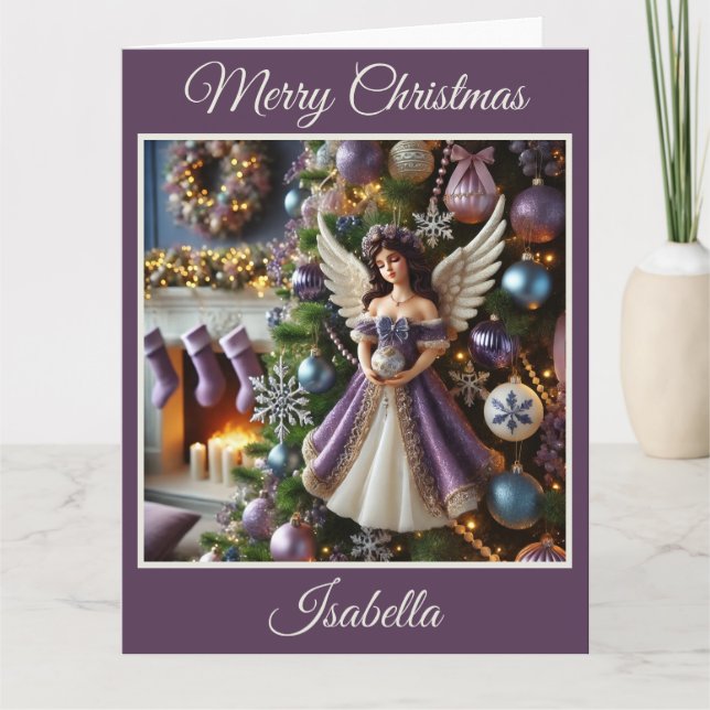 Christmas Tree with Angel (Purple) Card (Front)