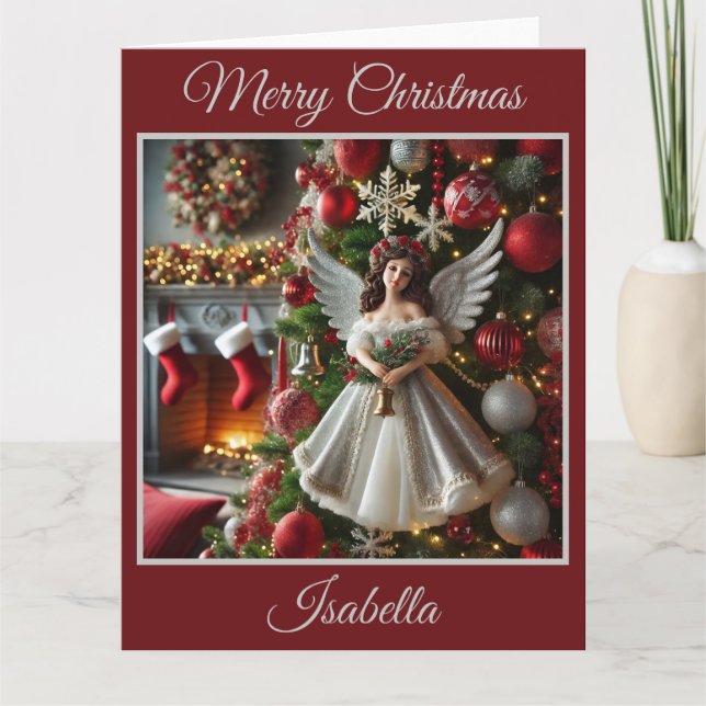 Christmas Tree with Angel (Red) Card (Front)