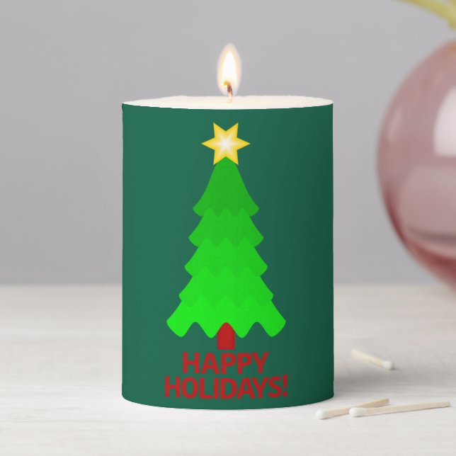 Christmas Tree With Bright Star Pillar Candle (In Situ)