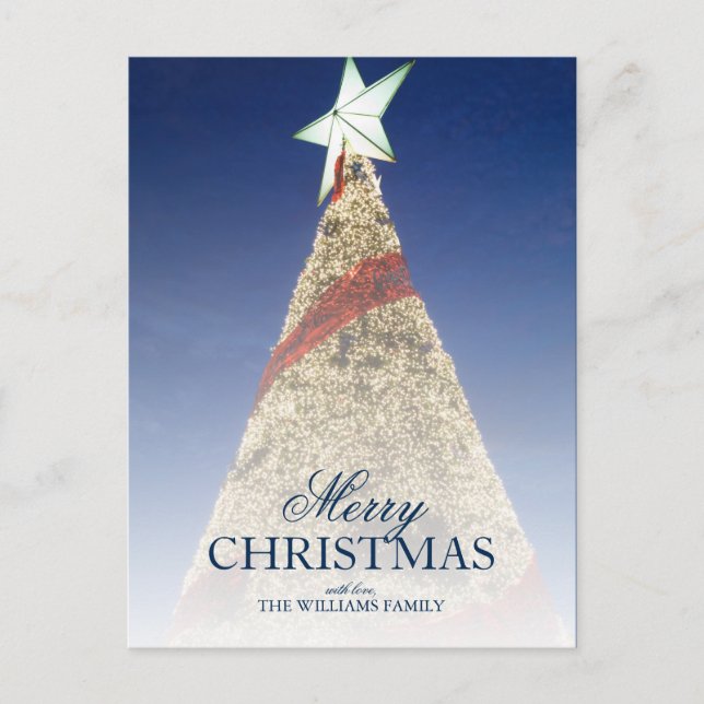Christmas Tree with Bright Star Topper Holiday Postcard (Front)