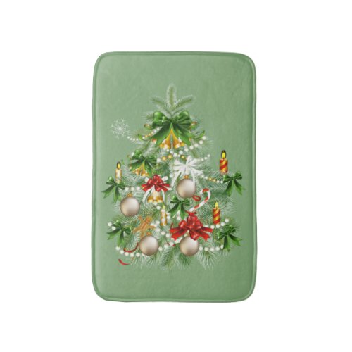 Christmas Tree with Candles Bath Mat