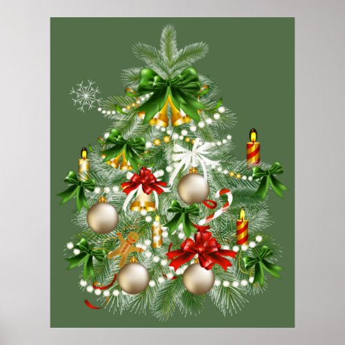 Christmas Tree With Candles Poster