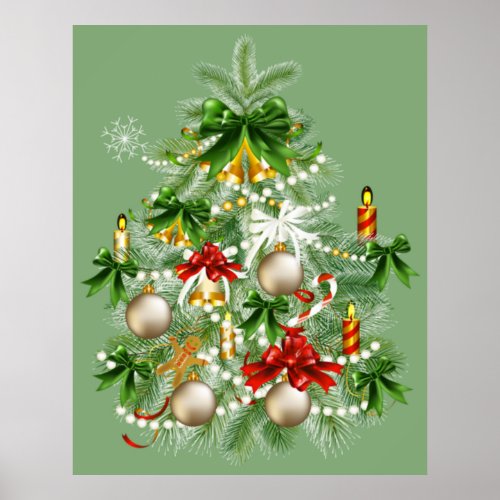 Christmas Tree With Candles Poster