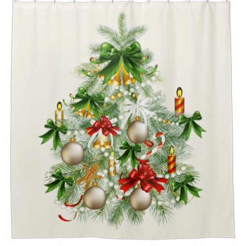 Christmas Tree with Candles Shower Curtain