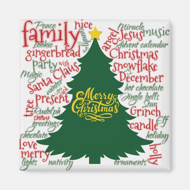 Christmas tree with Christmas words Magnet (Front)