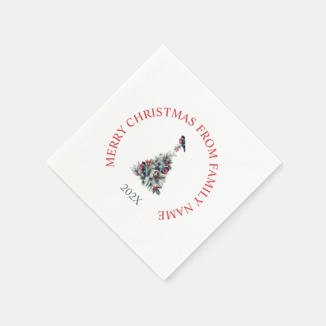 Christmas tree with decoration and Red Robin Napkins (Corner)
