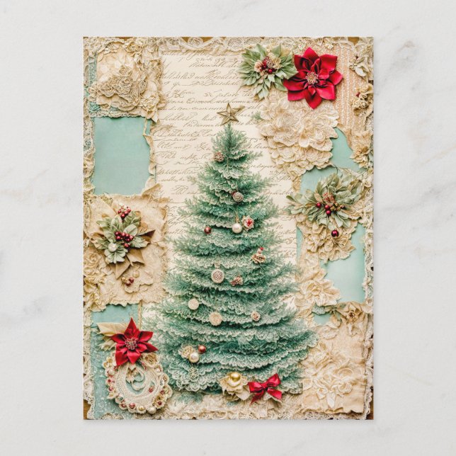 Christmas Tree with Decorations Holiday Postcard (Front)