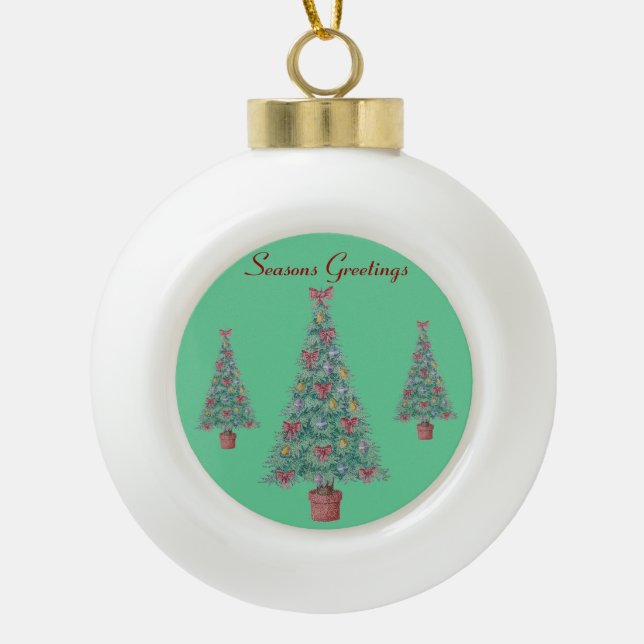 Christmas tree with decorations red bows bells (Front)