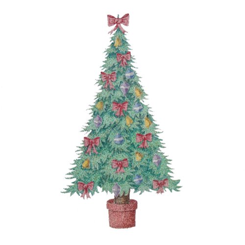 Christmas tree with decorations red bows bells bottle opener
