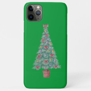 Christmas tree with decorations red bows bells iPhone 11 pro max case