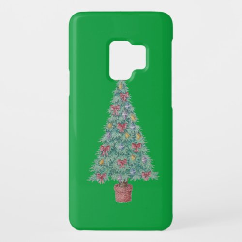 Christmas tree with decorations red bows bells Case_Mate samsung galaxy s9 case