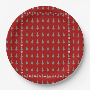 Christmas tree with decorations red bows bells paper plates