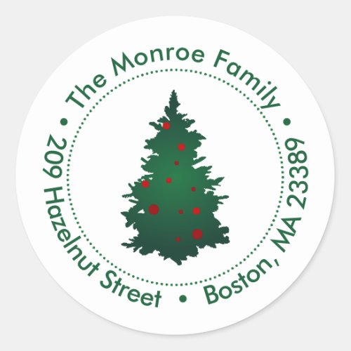 Christmas tree with decorations Return Address Classic Round Sticker