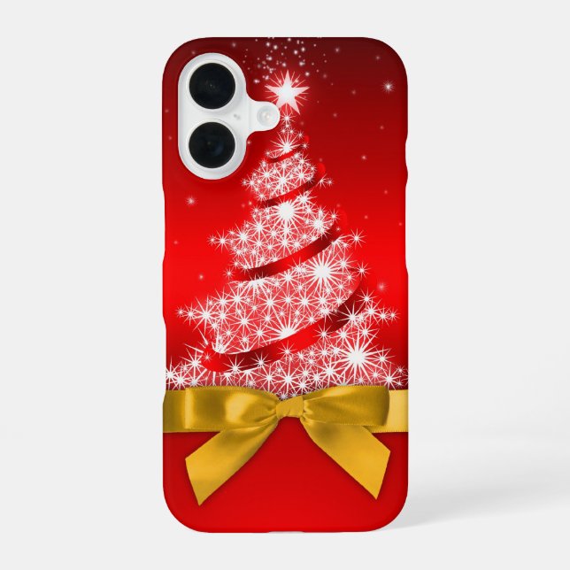 Christmas Tree with fake Bow Iphone Case (Back)
