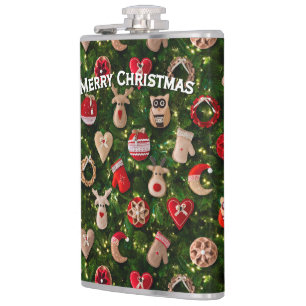 Christmas tree with felt toys flask