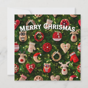 Christmas tree with felt toys holiday card