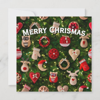 Christmas tree with felt toys holiday card