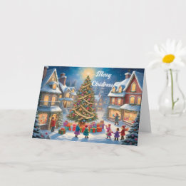 Christmas Tree with Gifts and Childrens Festive Card
