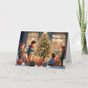 Christmas Tree with Gifts and Children's Joy  Card