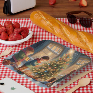 Christmas Tree with Gifts and Childrens Joy  Paper Plates