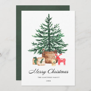 Christmas Tree with Gifts Calligraphy Holiday Card