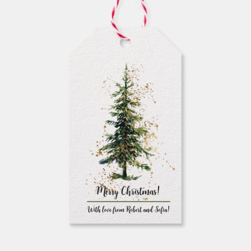 Christmas tree with glitter  gift tags