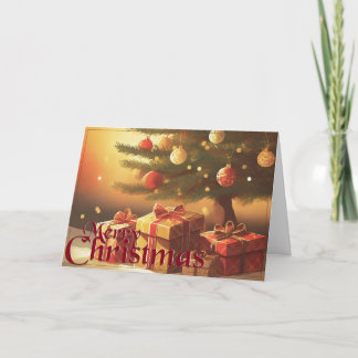 Christmas Tree with Golden Presents Card