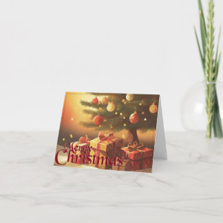 Christmas Tree with Golden Presents Card