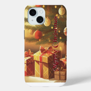 Christmas Tree with Golden Presents iPhone 15 Case