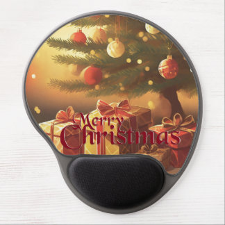 Christmas Tree with Golden Presents Gel Mouse Pad