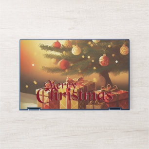 Christmas Tree with Golden Presents HP Laptop Skin