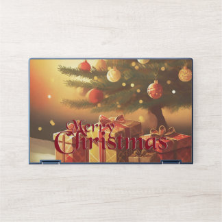 Christmas Tree with Golden Presents HP Laptop Skin
