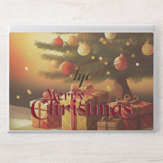 Christmas Tree with Golden Presents HP Laptop Skin