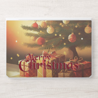 Christmas Tree with Golden Presents HP Laptop Skin